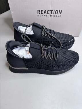 Kenneth Cole Reaction Clancy EZ On Women's Black Knit Rhinestone size 6